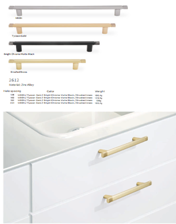 Ручка-скоба мебельная "2612" 12,8 см золото (300)