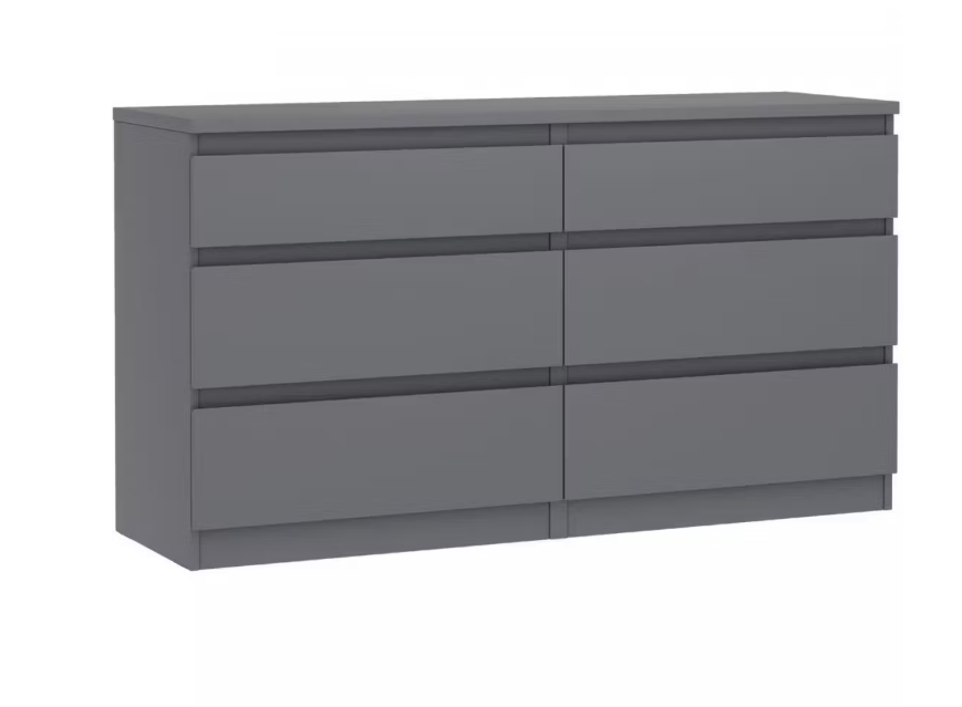 Комод КАСТОР 6 ящиков серый												