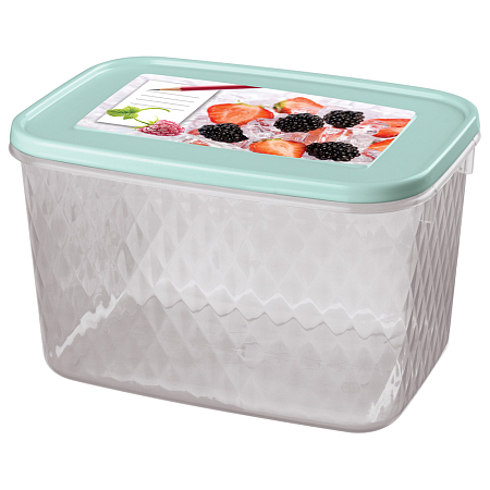 Контейнер д/заморозки 1,7л Кристалл прямоуг. декор св.голубой Быт