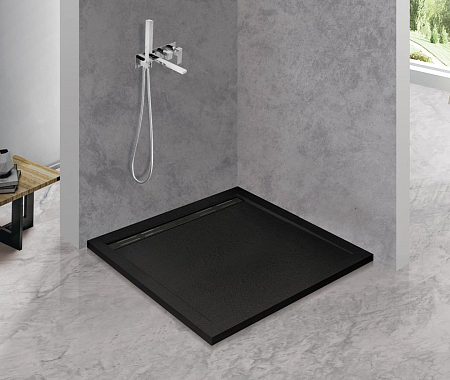 Поддон из искусственного мрамора, чёрный матовый TRAY-AS-A-100-30-NERO (поддон+сифон)