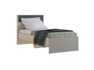 Кровать 1200 ТИВОЛИ (основание жёсткое)  (ЛДСП Дуб Сонома/ЛДСП Глиняный серый/МДФ Графит 