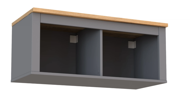 Полка навесная САГА 2 секции серая/ясень