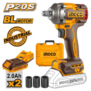 Гайковерт INGCO CIWLI2040 бесщеточный ударный Li-ion 20B, 2 АКБ 2.0, З/У 400Нм, кейс
