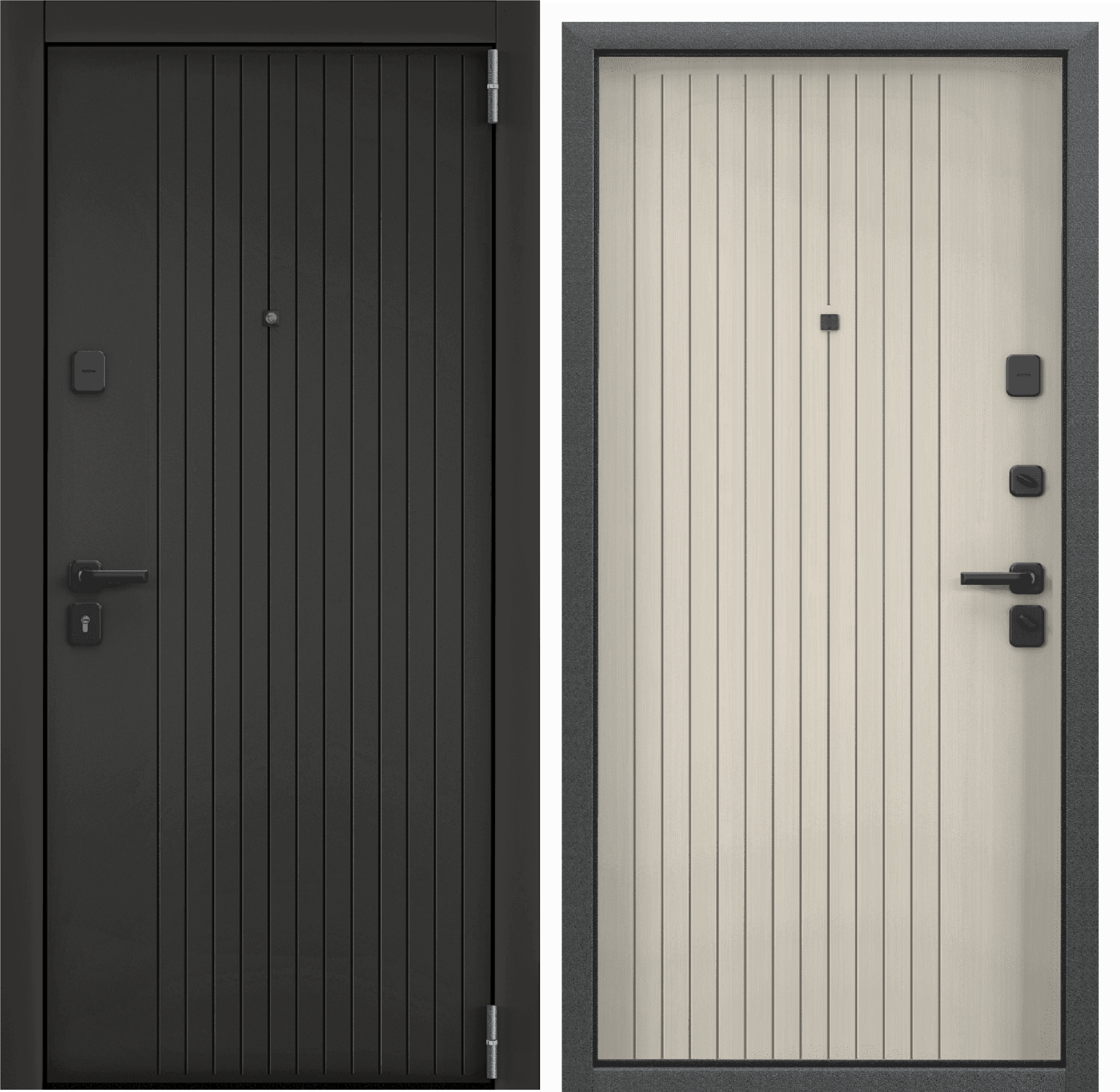 Дверь метал SUPER OMEGA PRO РР Черн шелк OP-L1 Черн шагрень/Бьянко 950 R