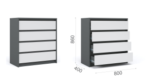 Комод 4ящ Спальня Мишель (Антрацит/Белый жемчуг)