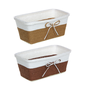 Кашпо плетеное с бантиком 23.5х14х10см,INBLOOM бумажная лоза, ПП