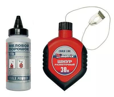 Шнур разметочный MATRIX 30 м в пластмассовом обрезиненном корпусе + порошок красный  (25)