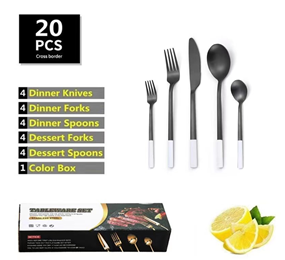 Набор столовых приборов SilverKit 20 предметов, черный с белым