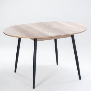 Стол КРУГЛЫЙ ОРИОН (раздвижной) D 950 мм ЛДСП Дуб каньон/ ноги металл ЧЕРНЫЙ