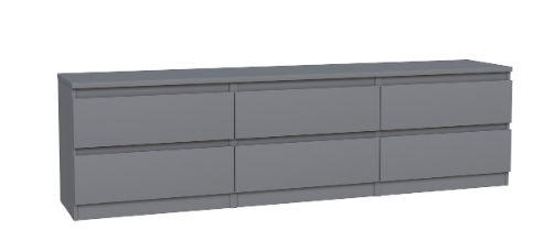 Тумба КАСТОР 6 ящиков RU серый
