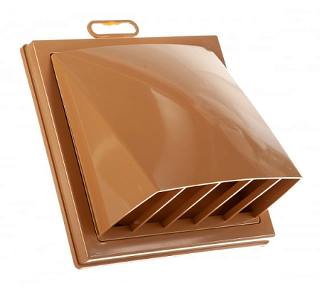 Выход стенной вытяжной с обратным клапаном 150х150 с фланцем D100, ASA, беж (20)