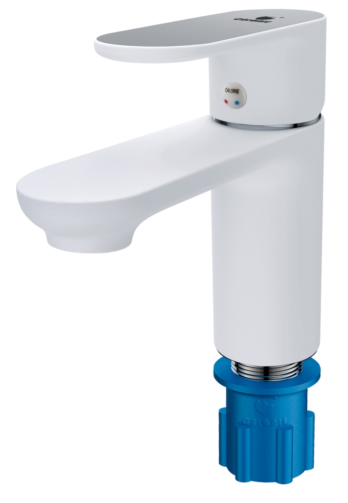 Смеситель CALORIE  Люкс для раковины на гайке (белая эмаль)
