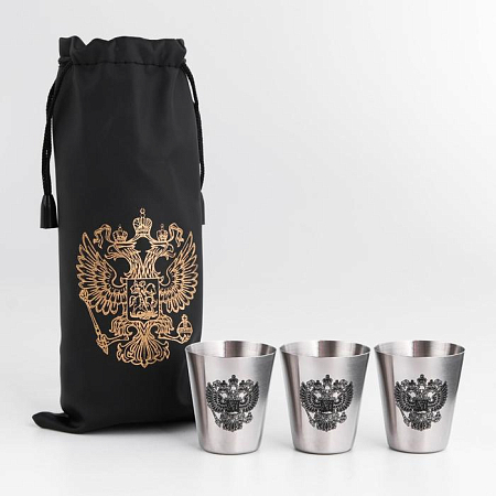 Стопки, 23 Февраля "Герб", набор 3 шт х 30 мл, 4 х 3.5 см 6831462