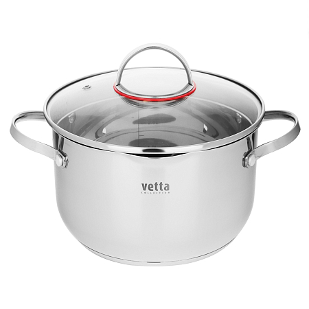 Вена КастрюляVETTA 20х11,5см. 3,6л. со стекл. крышкой, индукция