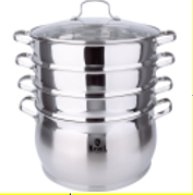 Мантоварка-пароварка 9,5 л 28см, четырехуровневая, из нержавеющей стали