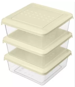 Набор контейнеров д/продуктов 3шт "Asti" 0,5л квадр. Светло-бежевый (18) 221101025/01