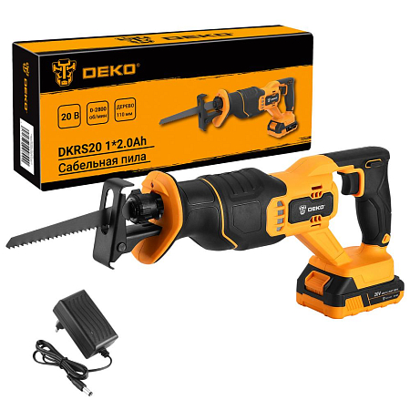 Пила сабельная аккумуляторная DEKO 20В, 1*2.0Ач, 0-2800 об/мин (1)