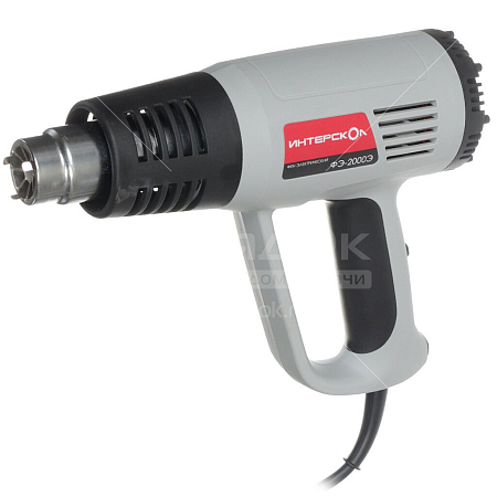 Фен строительный Интерскол ФЭ-2000Э, (2000Вт, 80-600°С,300-500л/мин,3 режима работы)