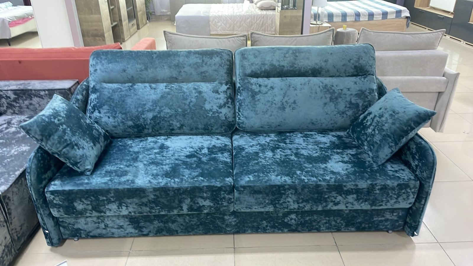 Диван Комфорт прямой (Bliss 07 (серо-зеленый)