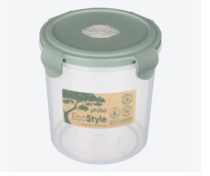 Контейнер д/СВЧ и холод. 1,15л Eco Style круг. герметич. клапан зеленый флэк (24) 433121936 Быт