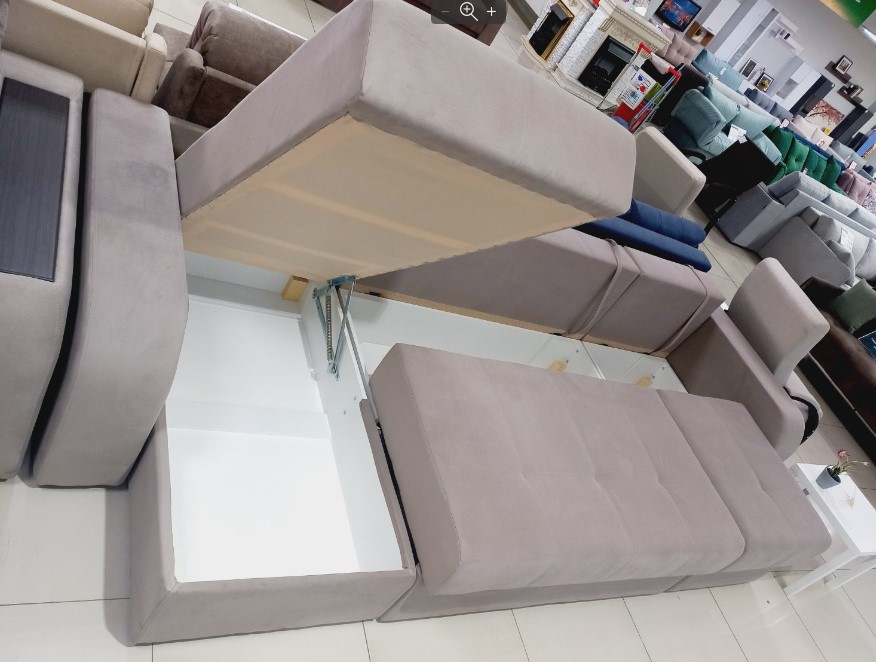 Диван Магнат 10 (2-х местн.+оттоманка с ящ.,полукресло, 2 мягких подлокотника) (Ткань:о.Velutto 08)