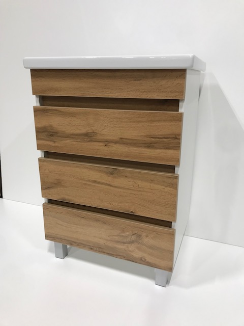 Тумба Сити 60 + ум. COMO 60 (фасад ясень, стенки белые) (1)