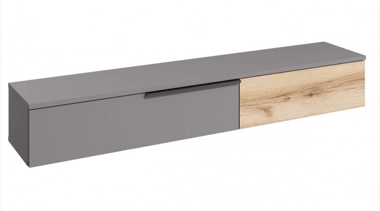 Тумба под ТВ навесная 2 ящика ЙОРК/Серый шифер/Дуб Делано/МК 1400*283*208													