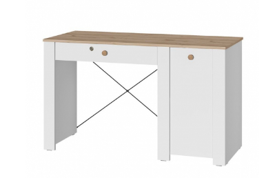 Стол письменный Джастин 12.154 (Белый PE шагрень, Дуб Белый exclusive OW D4430)