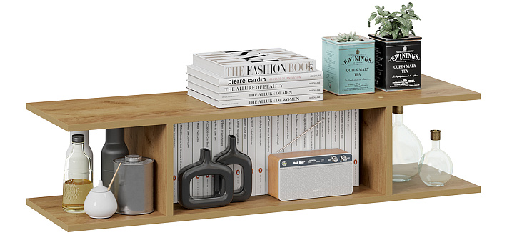 Полка настенная Исп.2 Хилтон (Дуб Крафт золотой/Белый матовый)