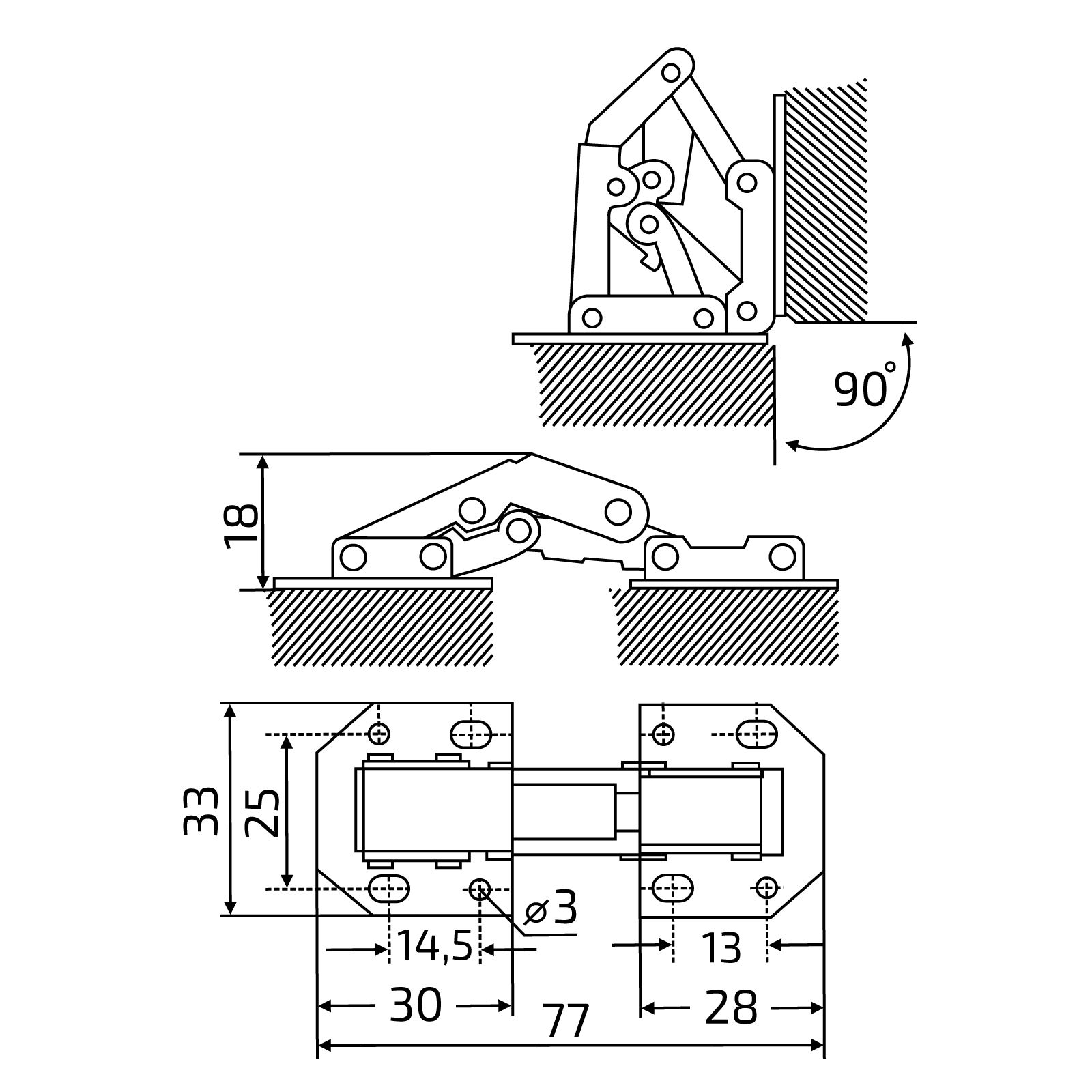 Петля поршневая быстрого монтажа StahlBuro 78*33 (малая) А-8 (8-шарнирная) 2шт., хром (125)