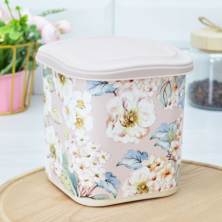 Емкость д/сыпучих продуктов 1,8л декор Бежевый (12) 221160027/06