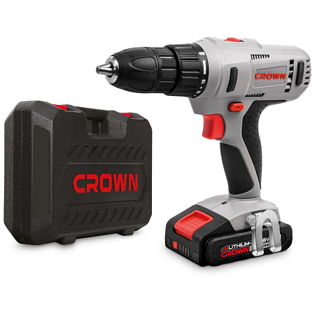 Аккумуляторная дрель-шуруповерт CROWN CT21056L-2 BMC 18В, 2*2,0Ач, 35/45Нм, кейс