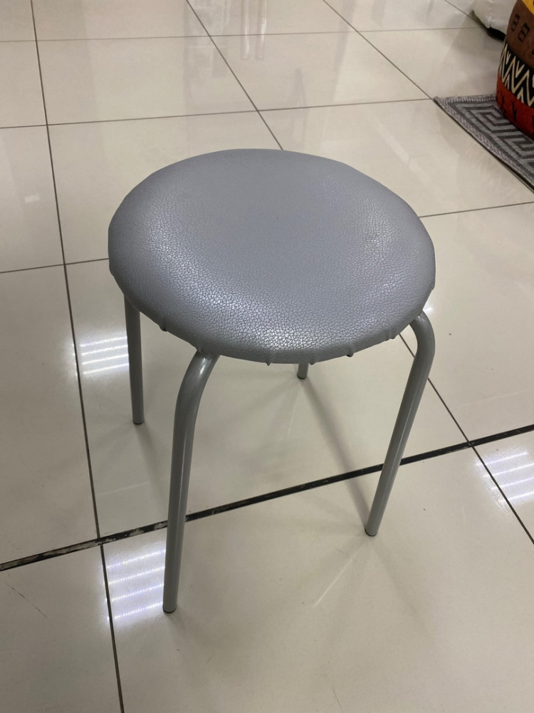 Табурет Эконом круглый серебристый металлик/бежевый