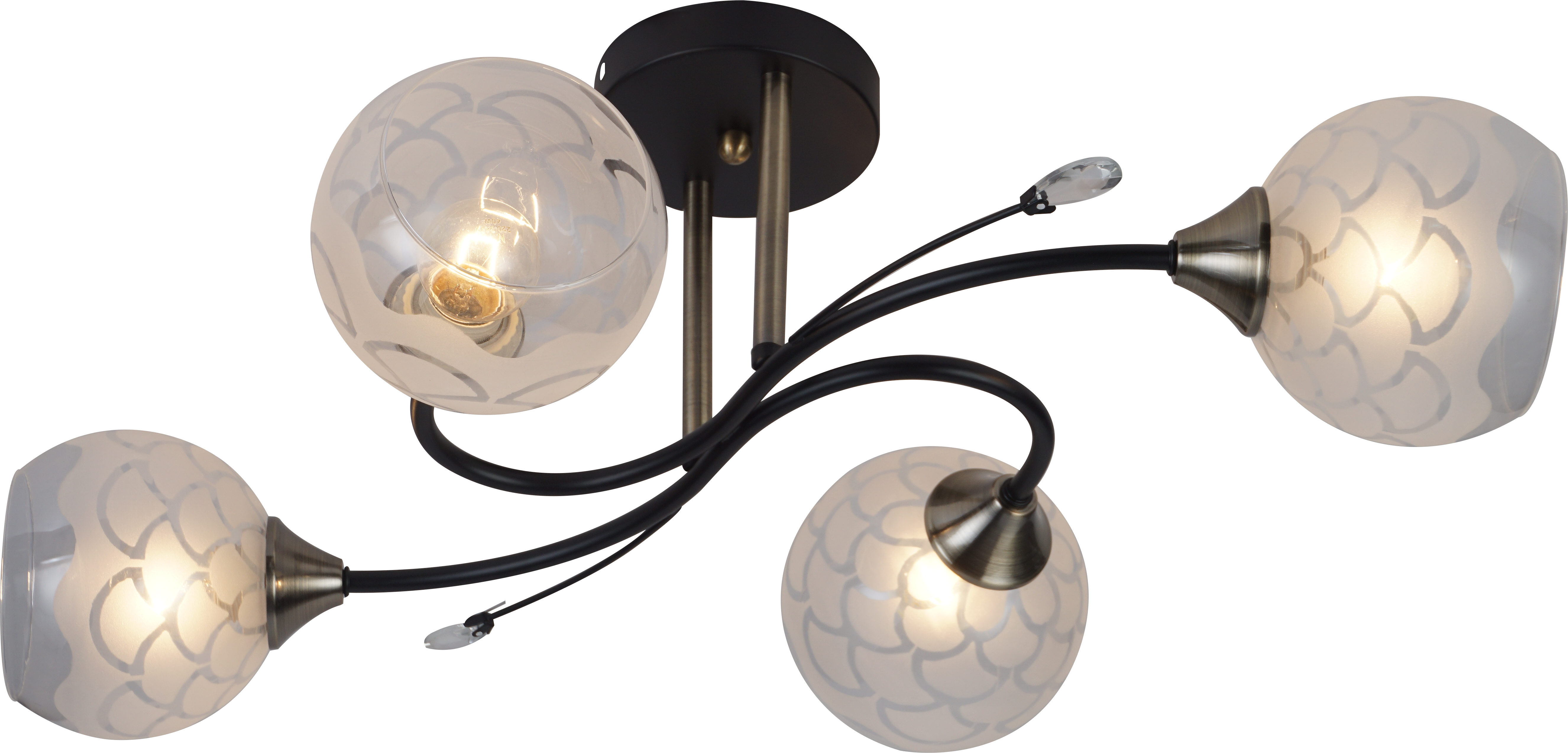 Люстра AU11601/4 BK+AB 660*430*245 черный+античная бронза Е27 4х60W