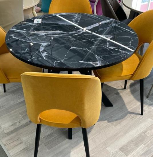 Стол Стайл 25 D1000(300) Фотопечать Мрамор 16 кант черный,подстолье черный