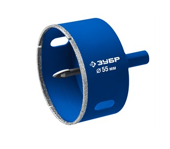 Коронка алмазная по кафелю и стеклу, d=55 мм, зерно Р 60, в сборе с центр сверлом и имбусовым(_10_)