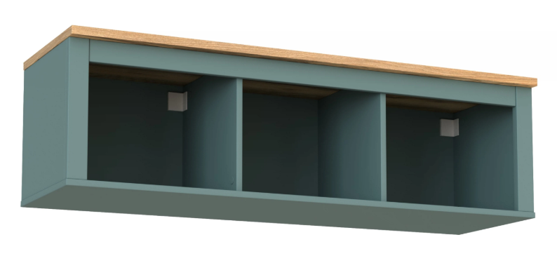 Полка навесная САГА 3 секции темно-бирюзовая/ясень