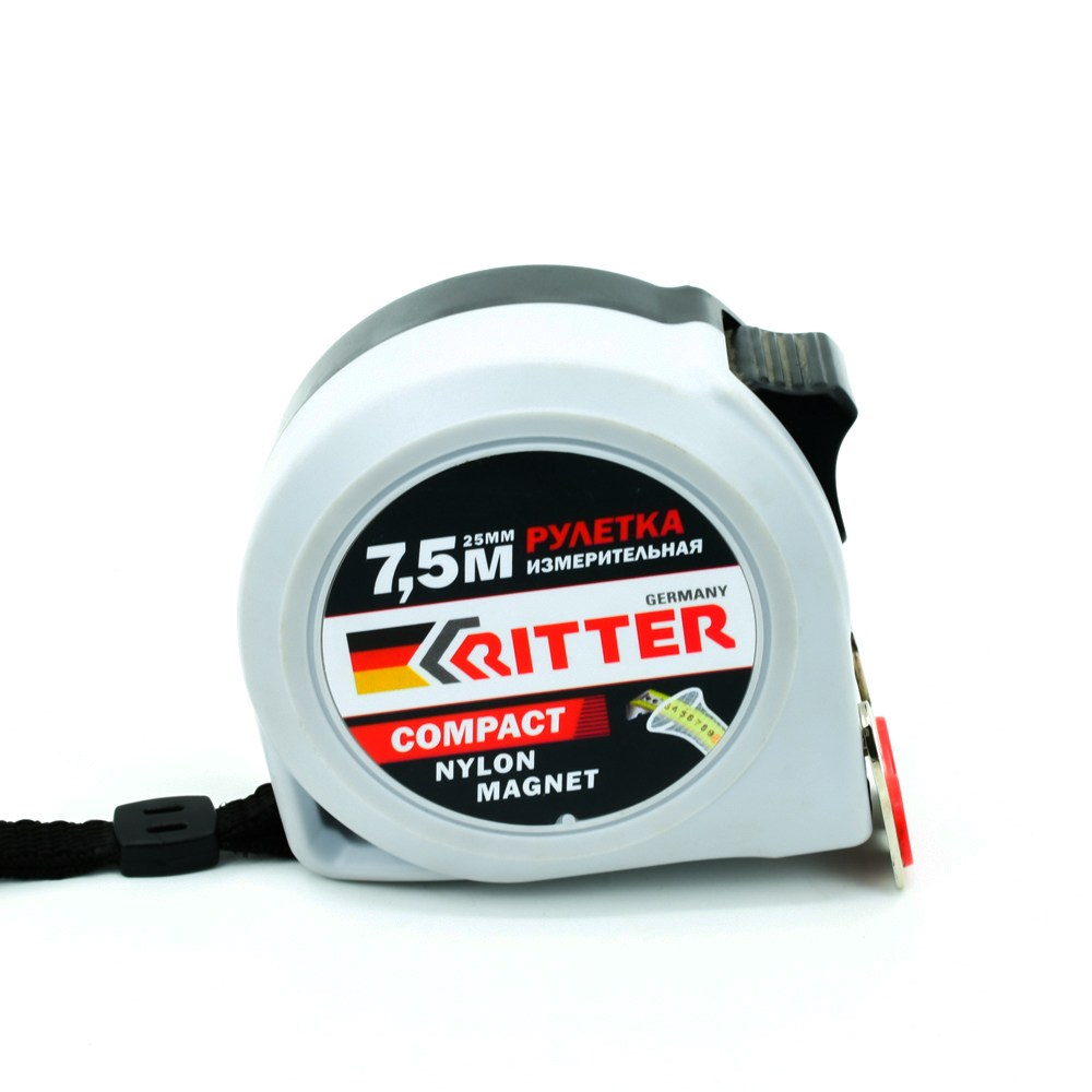 Рулетка Ritter Compact измерительная 7,5м х 25мм, магнит, двухстороняя, нейлон (48/6/1)