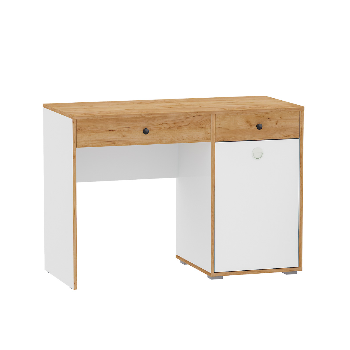 Стол Вуди письменный 12.42 (Белый премиум, Дуб Золотой CRAFT)