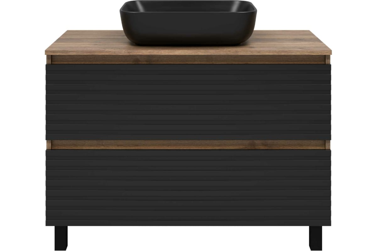 Тумба DAKOTA -80 напольная 2 ящ. + Ум. MELANA 50 накладной матов.черный (1)