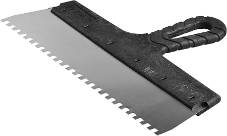 Шпатель фасадный ЗУБР  300 мм, зуб 6 х 6 мм, пластиковая ручка, нержавеющий (12)