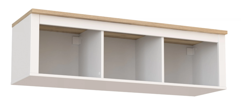 Полка навесная САГА 3 секции белая/ясень