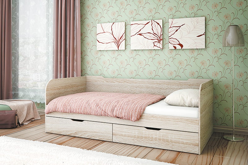 Кровать подростковая Офелия 917*1944*947 (ЛДСП, Дуб Сономо)