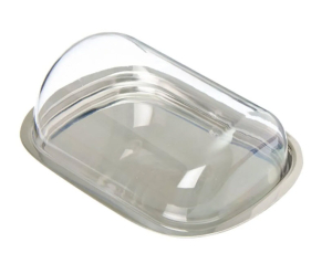 Масленка металлическая с акриловой крышкой, 16x5,5x12см