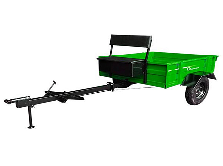 Телега к мотоблоку Grower 300кг, ящик короткий 1105*940*280мм разборная рама,тормоза,самосвал(ящик)