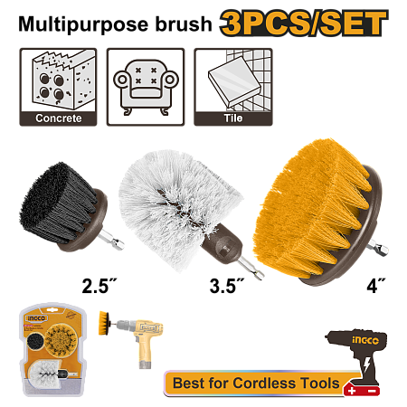 Набор щеток для дрели 1/4" 3 шт INGCO WCB0301