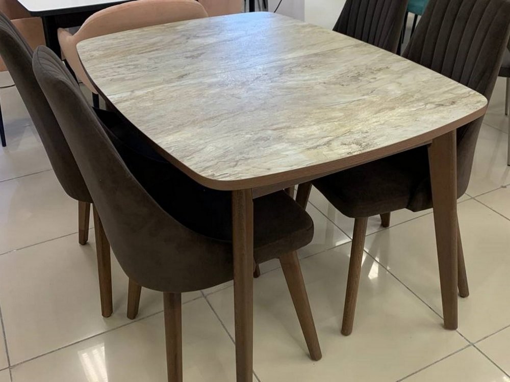 Стол Камелот-2 1250(550)*840 704 Вельдский сланец подстолье 4H-10 морилка темный орех