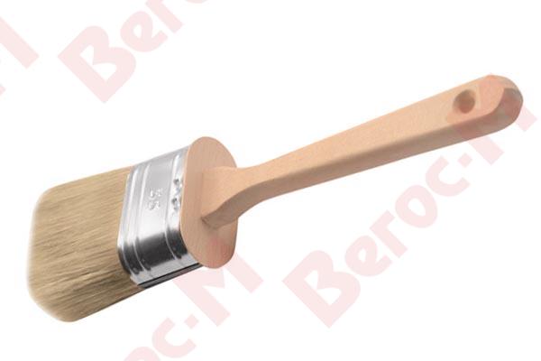 Кисть овальная КО 65*36мм натуральная светлая щетина деревянная ручка
