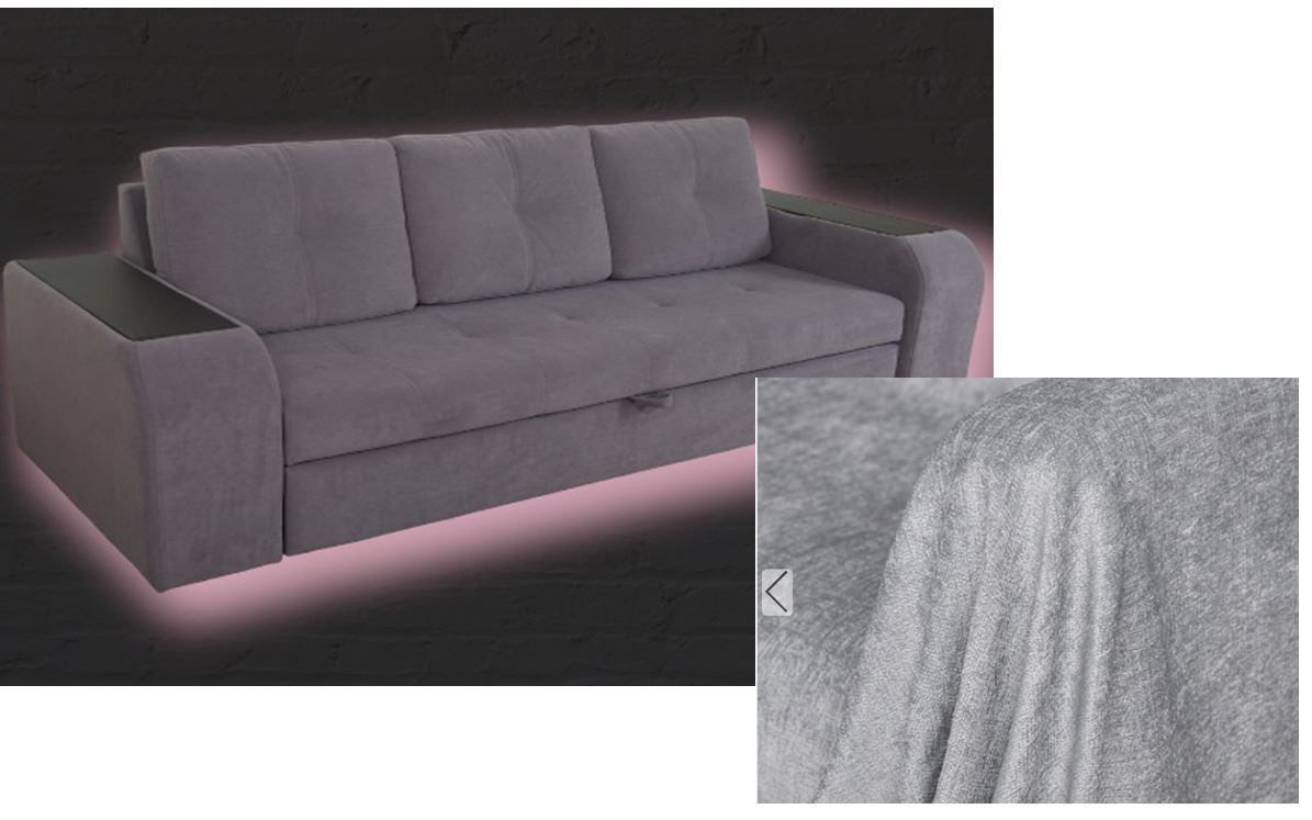 Диван Магнат-10 (3-х местный, с декором) (Ткань:о. Grace Steel)