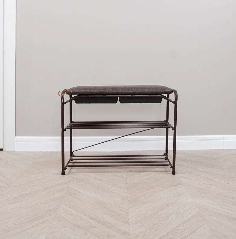 Подставка для обуви "Альфа 23" с сиденьем и ящиком (Коричневый)